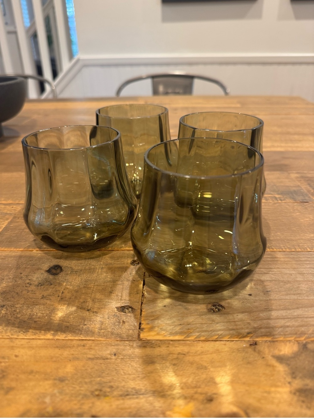 Anthropologie Cybelle Stemless Wineglasses Olive 4 - Picture 2 of 6